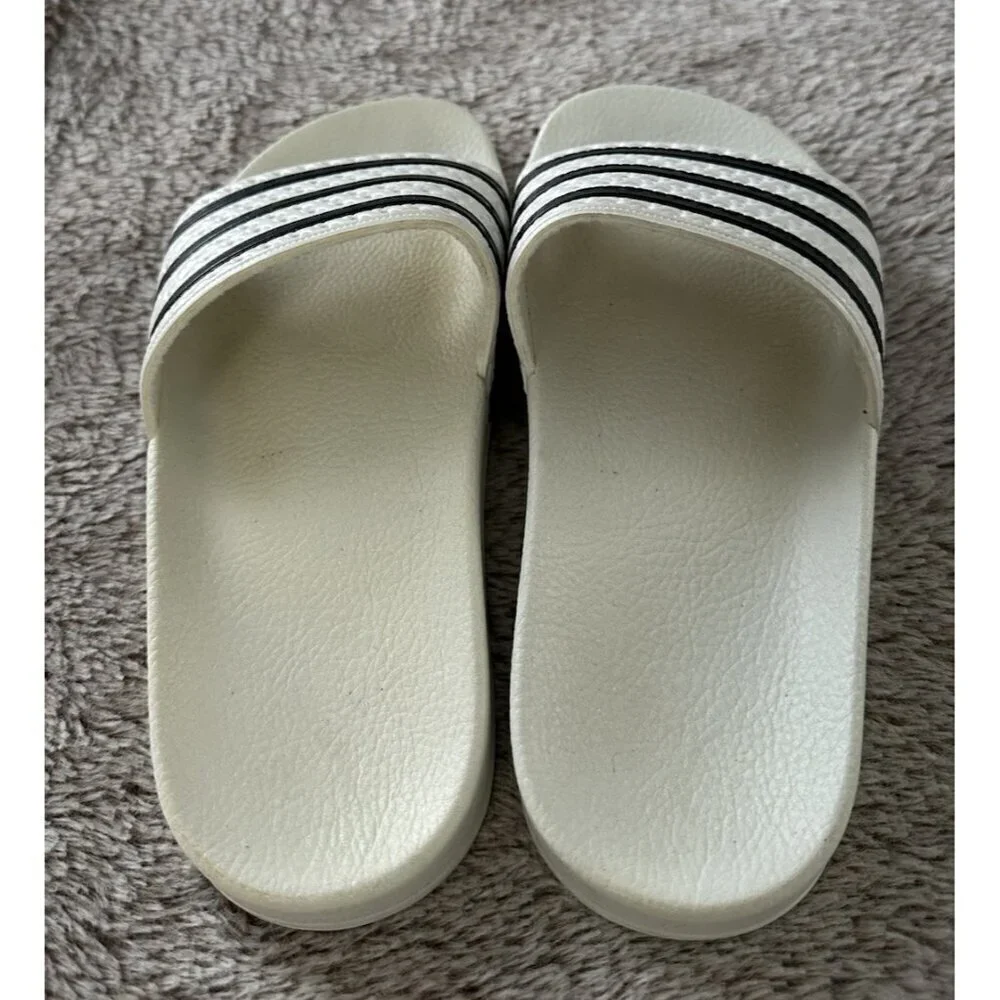 Adidas Adilette Mens Sport Sandals Slides Flip Flops Size 4 White Black 280648